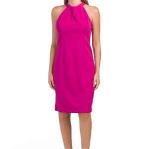 NWOT Women’s Julia Jordan Twist Neck Halter Sheath Dress Dark Fuchsia – Sz 10